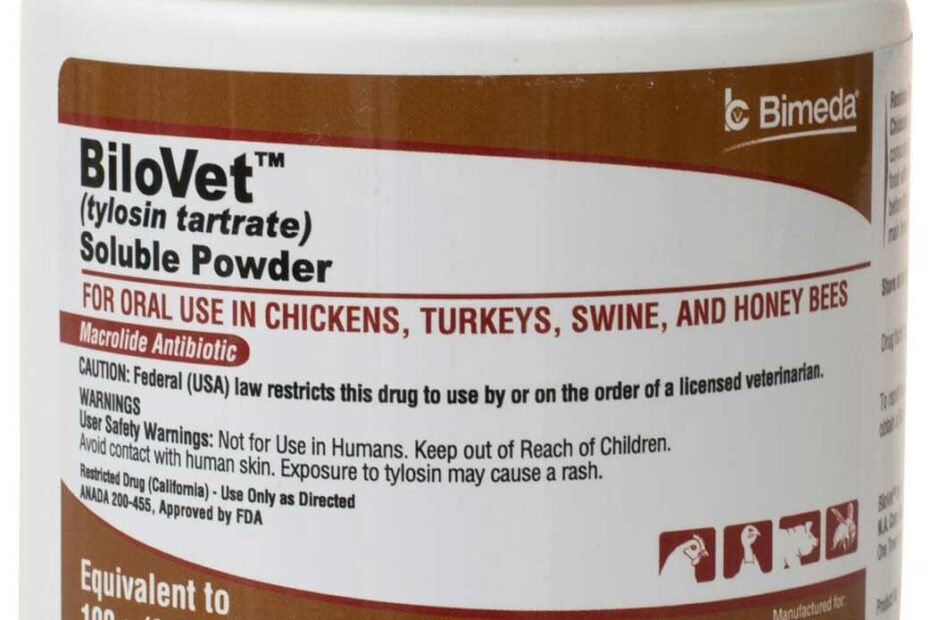 Bilovet Tylosin Tartrate Soluble Powder For Chickens, Turkeys, Swine Honey  Bees Bimeda - Safe.Pharma