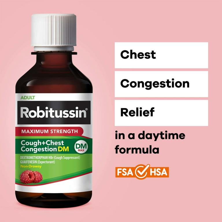 Robitussin Max Strength Cough And Congestion Dm Non-Drowsy Liquid Medicine,  8 Fl Oz - Walmart.Com