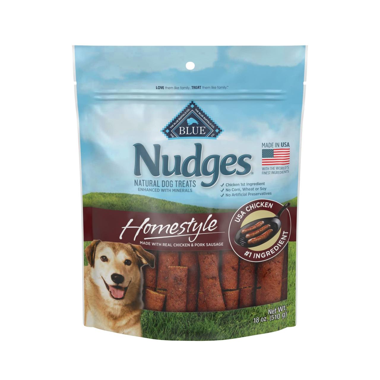 Amazon.Com : Blue Buffalo Nudges Homestyle Natural Dog Treats, Chicken And  Pork, 18Oz Bag : Pet Supplies