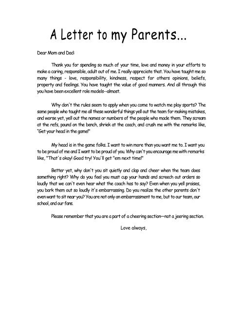 A Letter To My Parents... - Boise High School