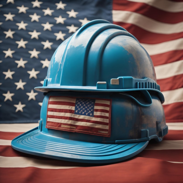 Premium Ai Image | A Helmet With The American Flag On It Is On A Flag.