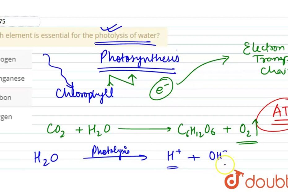 Which Element Is Essential For The Photolysis Of Water? - Youtube