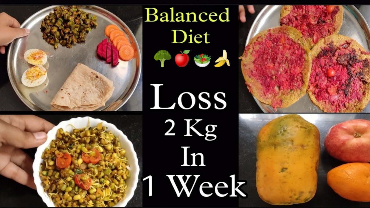 Balanced Diet For Weight Loss - 2Kg In 1 Week / Healthy Full Diet Plan -  Youtube